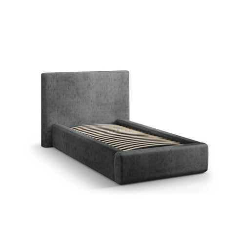 Cosmopolitan Design - Opbergbed met hoofdeinde Asti 90x200cm chenille donkergrijs - 220x130x95cm