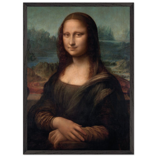 Artfulprints Poster met Lijst Leonardo Da Vinci - Mona Lisa   - 50x70 cm - Bruin