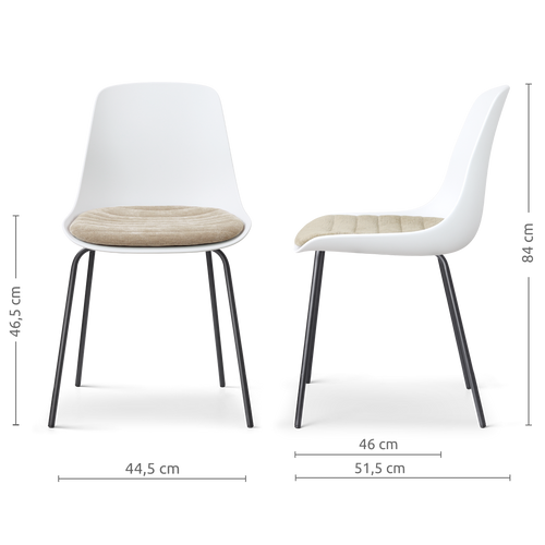 Nolon Nora-Liv eetkamerstoel wit met nougatbruin zitkussen - zwart onderstel