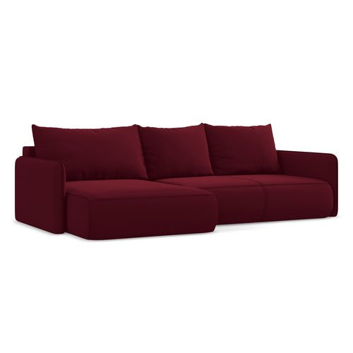 LaMiaSofa hoekbank links Palermo - velours - bourgondië - 240x148x86