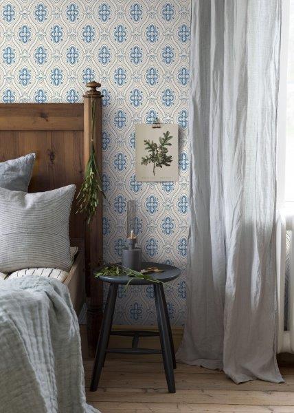 Borastapeter behang retro ornamenten blauw en grijs - 53 cm x 10.05 m - 660065 - vtwonen shop