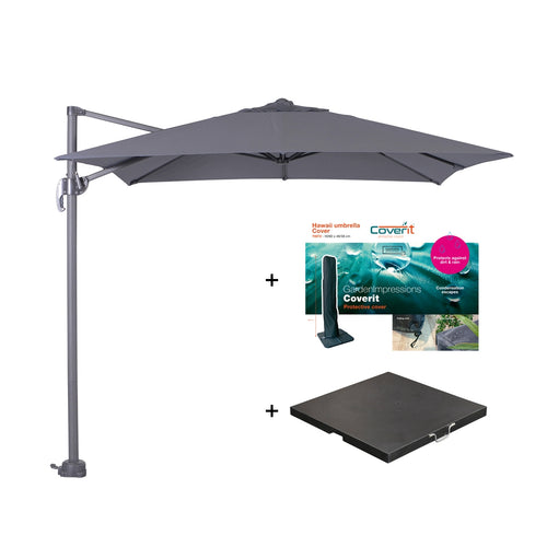 Zweefparasol Hawaii S - met voet en hoes - Donkergrijs - 250 x 250 cm