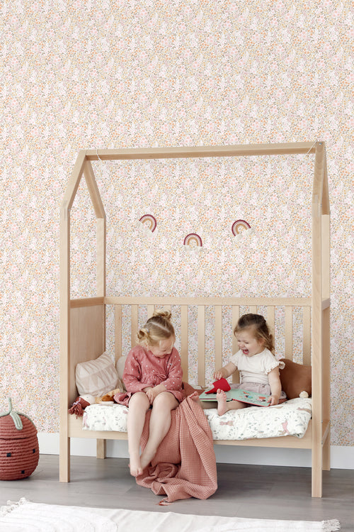 ESTAhome behang bloemetjes zacht roze en beige - 53 cm x 10.05 m - 139533