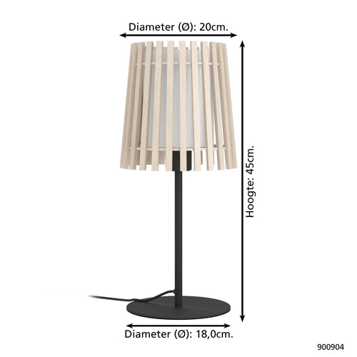EGLO tafellamp Fattoria - e27 - 45 cm - zwart/bruin/wit - vtwonen shop