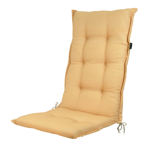 Madison tuinstoelkussen hoge rug Napels - geel - 123x50x5cm - set van 4