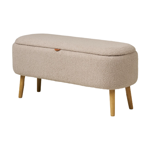 Artichok Rebecca Bankje Met Opbergruimte Beige Bouclé - 95 x 45 cm