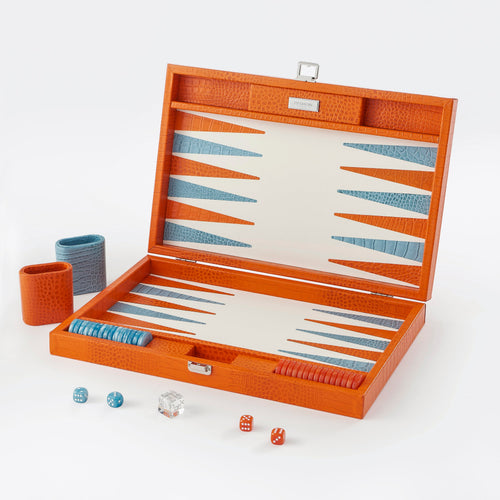 Premium Interiors - Backgammon - Groot BACKGAMMON - leer zonnekleur 46cm