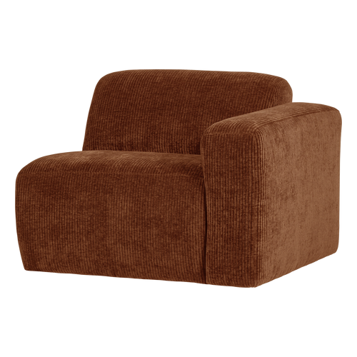 WOOOD 1-zits bank arm rechts Mojo Base - Ribstof - Roestbruin - 74x105x97