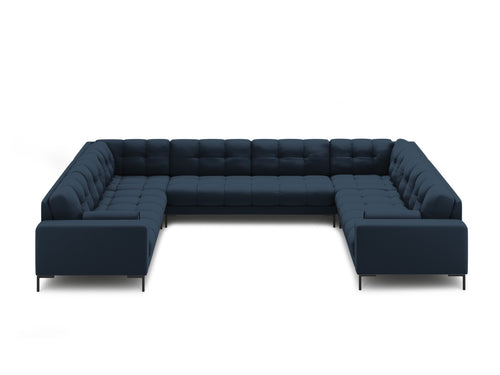 Cosmopolitan Design Panoramische bank Bali 9-zits, structurele stof, blauw - 256x327x75cm