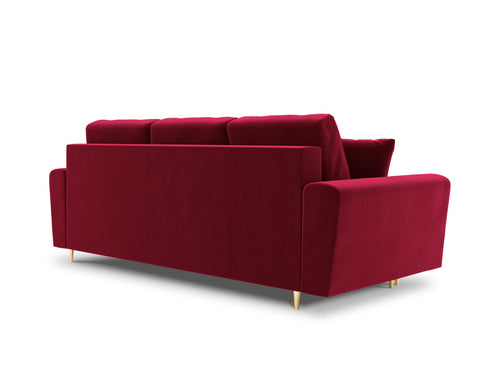 Cosmopolitan Design Slaapbank met opbergdoos Kyoto 3-zits, flueel, rood - 100x235x88cm