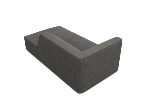 Micadoni rechter chaise longue Ruby ribfluwelen, donkergrijs - 180x93x69cm