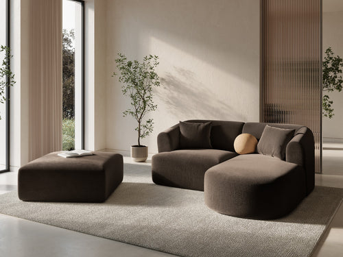 Cosmopolitan Design Poef Campi flueel chocolade - 90x90x40cm