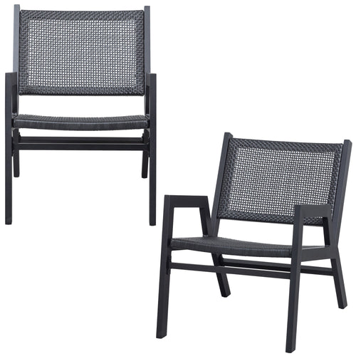 WOOOD tuin fauteuil met armleuning Pem - Aluminium - Zwart - Set van 2 - vtwonen shop