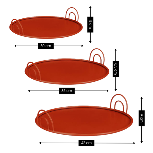 Mica Decorations Dienblad met Handgrepen - Set van 3 - Decoratie Woonkamer - Ook leuk als Kaarsenplateau, Onderzetter of Plantenonderzetter - IJzer -