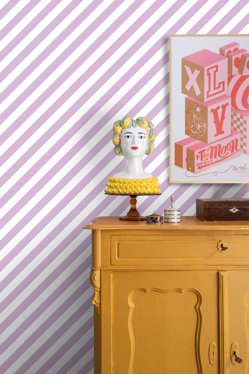 ESTAhome behang strepen lila paars en wit - 53 cm x 10.05 m - 139952 - vtwonen shop