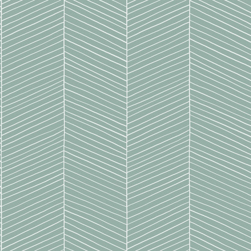 ESTAhome behang visgraat-motief vergrijsd mintgroen - 53 cm x 10.05 m - 139108