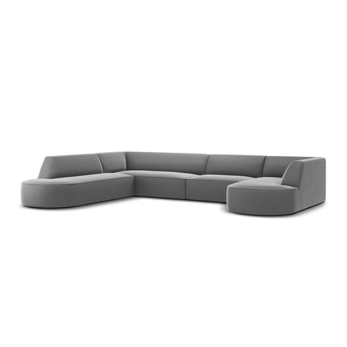 Cosmopolitan Design - Panoramische hoekbank Siena 7-zits, flueel grijs - 273x366x69cm