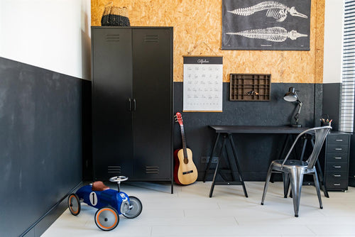 MaximaVida metalen kleding lockerkast Finn 90 x 50 x 185 cm zwart - 8 schappen - vtwonen shop