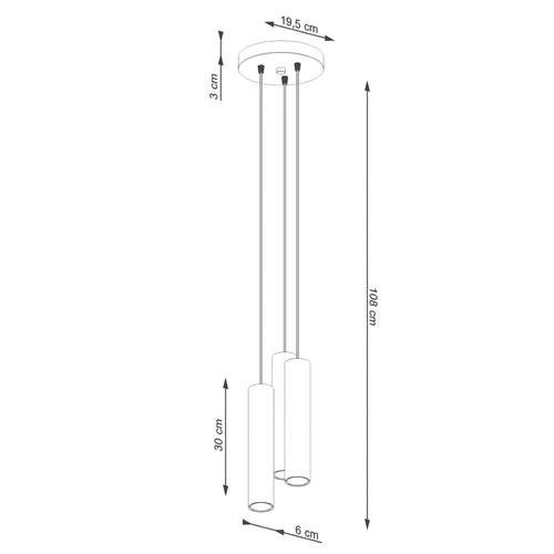 Sollux Lighting Hanglamp LAGOS 3P beige - 19,5x19,5x108cm