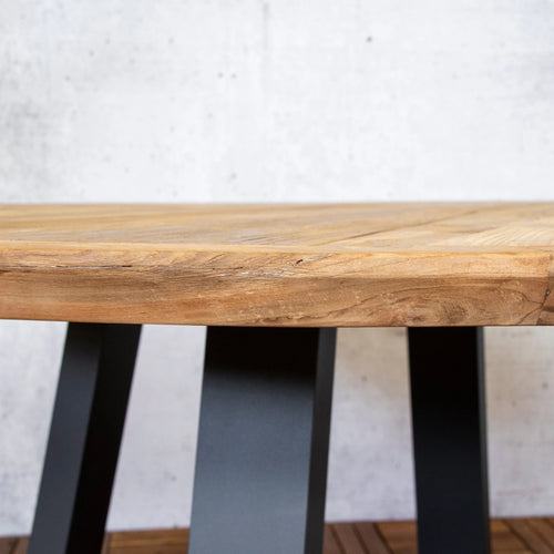 Sens-Line - Dallas teakhout - Tuintafel - Ø150 cm - Bruin/ Zwart