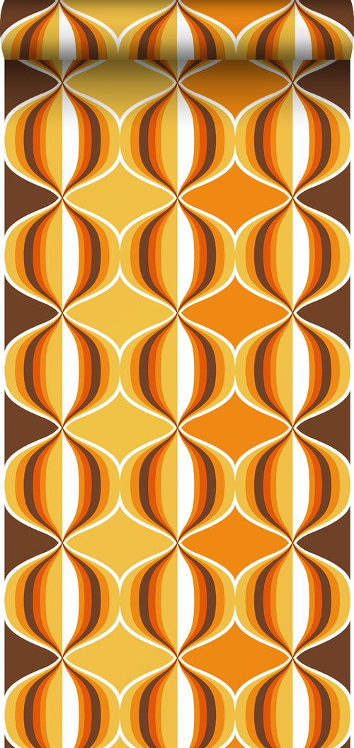 Sanders & Sanders behang retro ornamenten geel, bruin en oranje - 53 cm x 10.05 m - 935269 - vtwonen shop