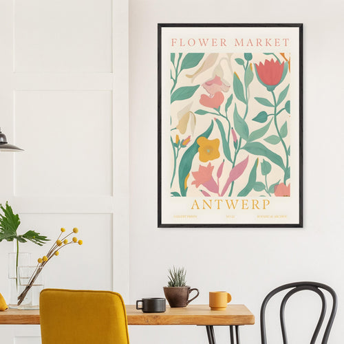 Artfulprints Poster Flower market - Antwerp   - 30x40 cm - Meerkleurig