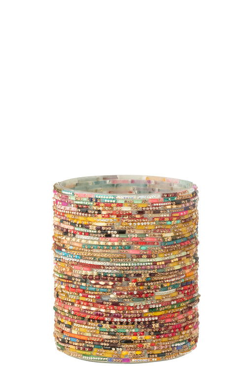 J-Line kaarshouder Kralen - glas - roze/goud - large - vtwonen shop