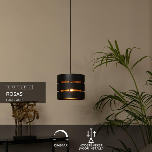 Lucide hanglamp ROSAS - 1xE27 - Zwart - vtwonen shop