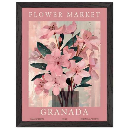 Artfulprints Poster met Lijst Flower market - Granada   - 30x40 cm - Roze