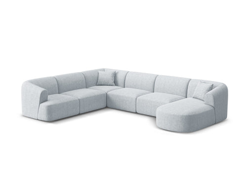 Cosmopolitan Design Modulaire panoramische hoekbank links Campi 7-zits, structurele stof lichtgrijs - 255x330x70cm