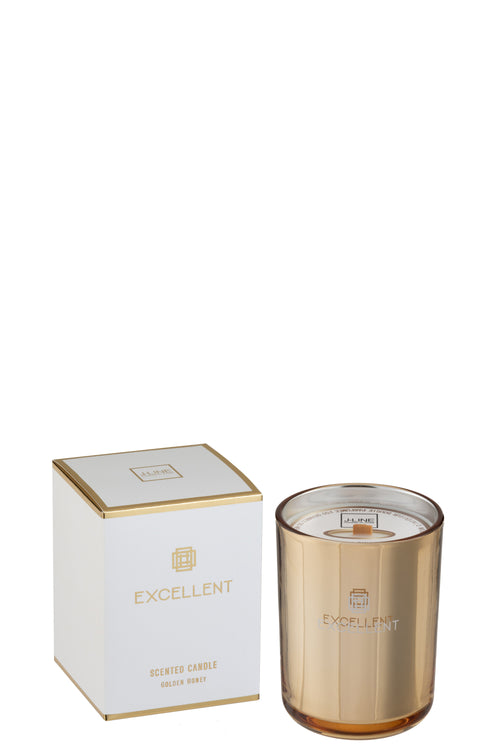 J-Line geurkaars Excellent - Golden Honey - glas - goud - small - 50U - vtwonen shop