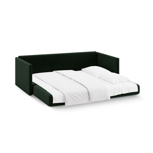 Cosmopolitan Design - Converteerbare bank Shannon 3-zits, flueel flessengroen - 94x209x87cm