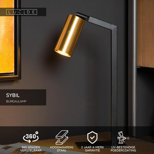 Lucide bureaulamp SYBIL - 1xGU10 (MR16) - Zwart