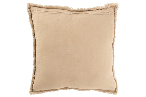 J-Line kussen Gerafelde Randen - katoen/polyester - beige