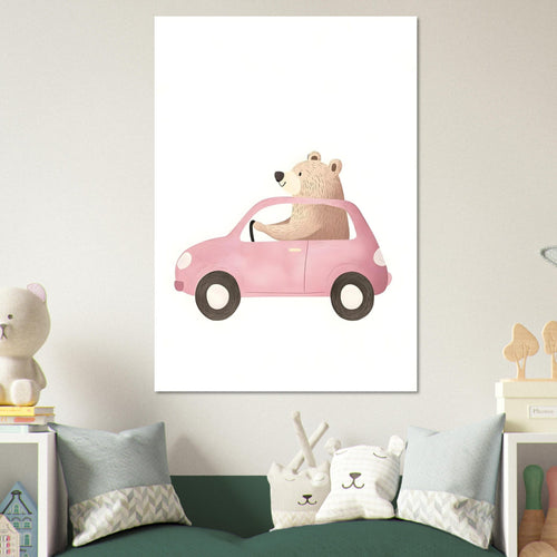 Artfulprints Poster Avontuur op wielen   - 70x100 cm - Roze