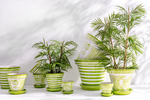 J-Line bloempot Granada Handmade + Painted - keramiek - groen - medium - Ø 27 cm