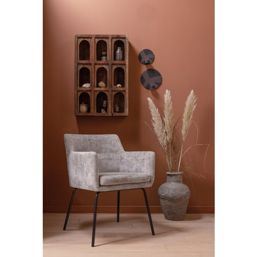 WOOOD eetkamerstoelen Kam - Polyester - Off White - Set van 6