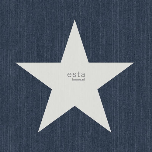 ESTAhome behang sterren op denim jeans stof donkerblauw - 53 cm x 10.05 m - 138978