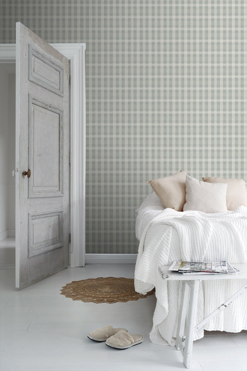 Borastapeter behang ruiten beige en blauw - 53 cm x 10.05 m - 660237 - vtwonen shop