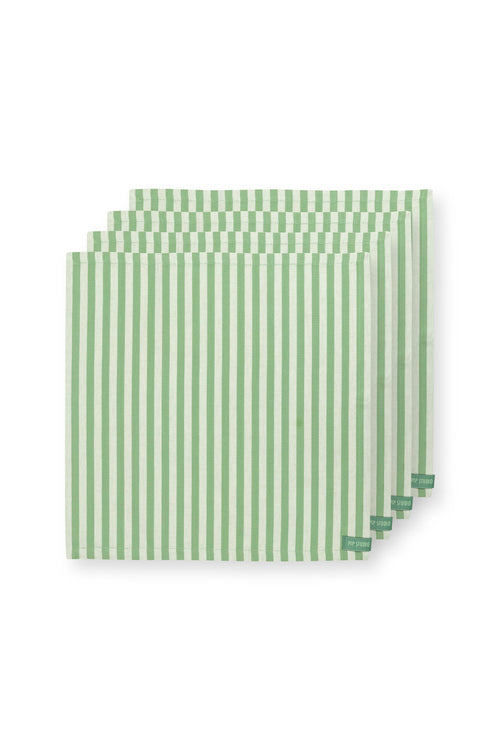 Pip Studio - Servetten Stripes - Lichtgroen - 40x40 cm - Set van 4