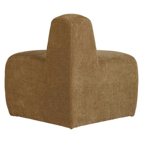 WOOOD eetbank hoek rond rugleuning Mojo - Ribstof - Honinggeel - 83x100x74