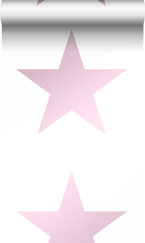 Origin Wallcoverings behang grote ster poederroze en mat wit - 53 cm x 10.05 m - 347505