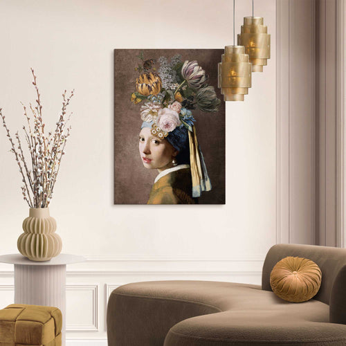 Reinders Girl Flowers schilderij -  meerkleurig/multi color - woonkamer - 70x50cm