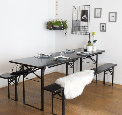 MaximaVida inklapbare biertafel Berlijn 200 x 70 cm zwart - FSC hout