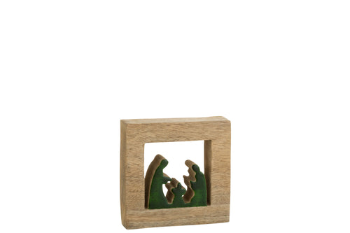 J-Line decoratie Kerststal Vierkant - hout - groen/naturel - small - vtwonen shop