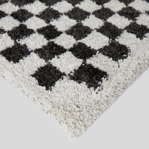 AFK Living vloerkleed Checkers - shaggy - zwart - 120 x 170 cm