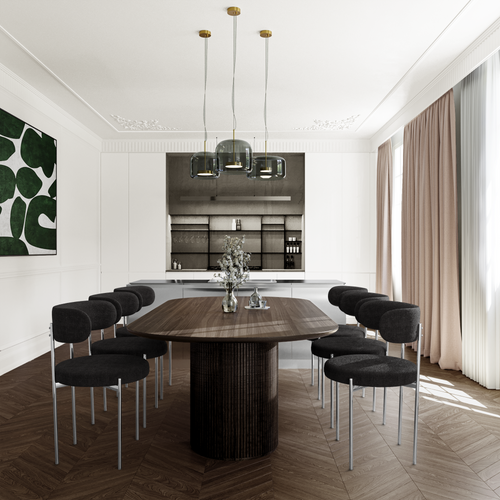 Premium Interiors - Set van 2 stoelen MUSE - zacht aanvoelende geweven stof zwart 52cm