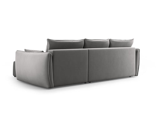 Cosmopolitan Design Uitklapbare hoekbank links met opbergdoos Matera 4-zits, flueel grijs - 173x253x86cm