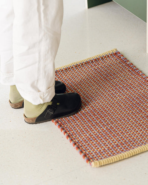 noo.ma handgeweven chunky katoenen deurmat - checked, 50-70 x 52 cm