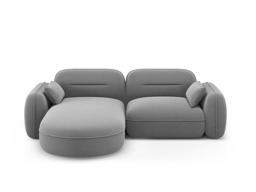 Cosmopolitan Design Modulaire hoekbank links Sydney 3-zits, flueel, lichtgrijs - 165x230x70cm